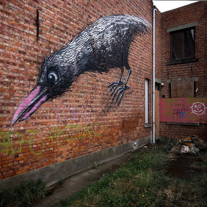 L'oiseau, graff de Roa 